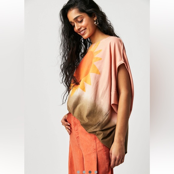 We The Free Sunflower Ombre Tee - Orange and Green - Picture 2 of 7